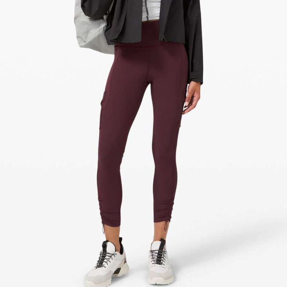 Lululemon Women's Trail Trekker High-Rise Leggings 25" - Dark Red